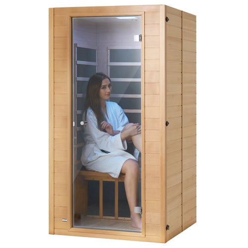 1400W Far Infrared Wooden Sauna Room Home Spa for 1 to 2 Person
