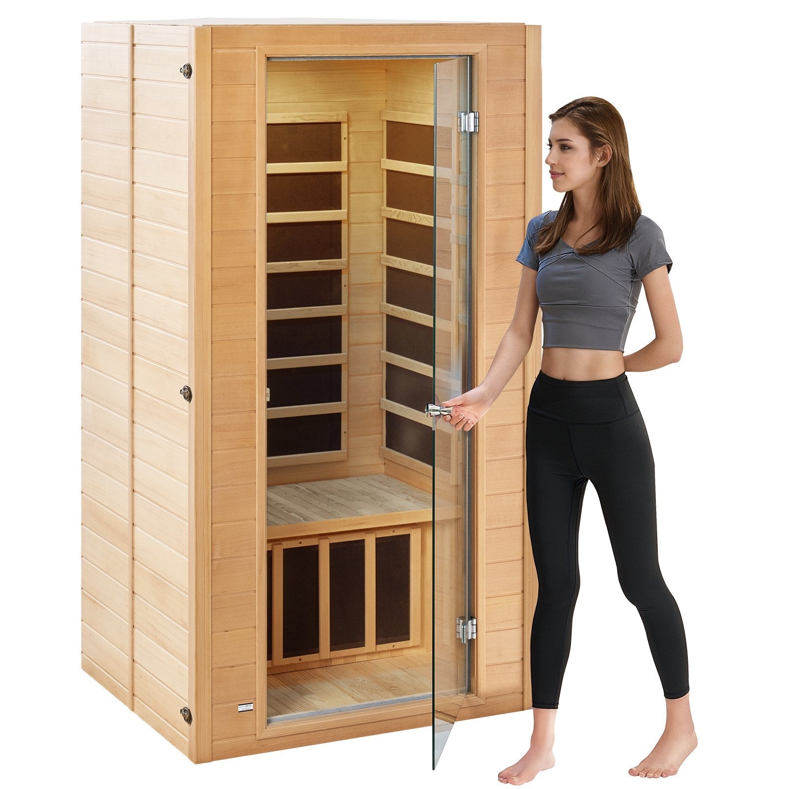 1400W Far Infrared Wooden Sauna Room Home Spa for 1 to 2 Person