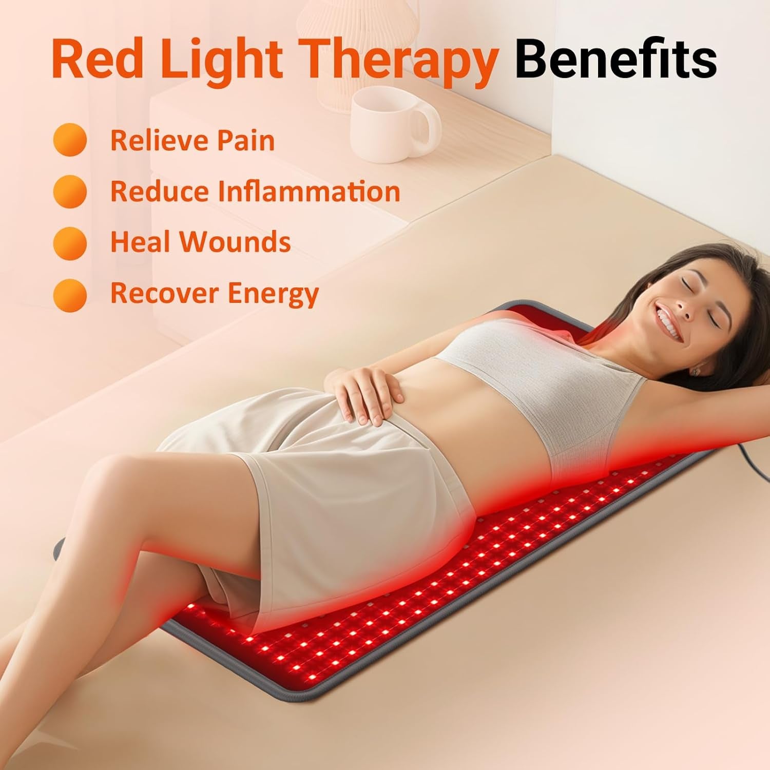 33'' X 17'' Red Light Therapy Mat for Body, 480 Leds FSA HSA Eligible near Infrared Light Therapy Pad, 660Nm & 850Nm Light Blanket for Back Belly Knee Joint Muscle Pain Relief, 65W