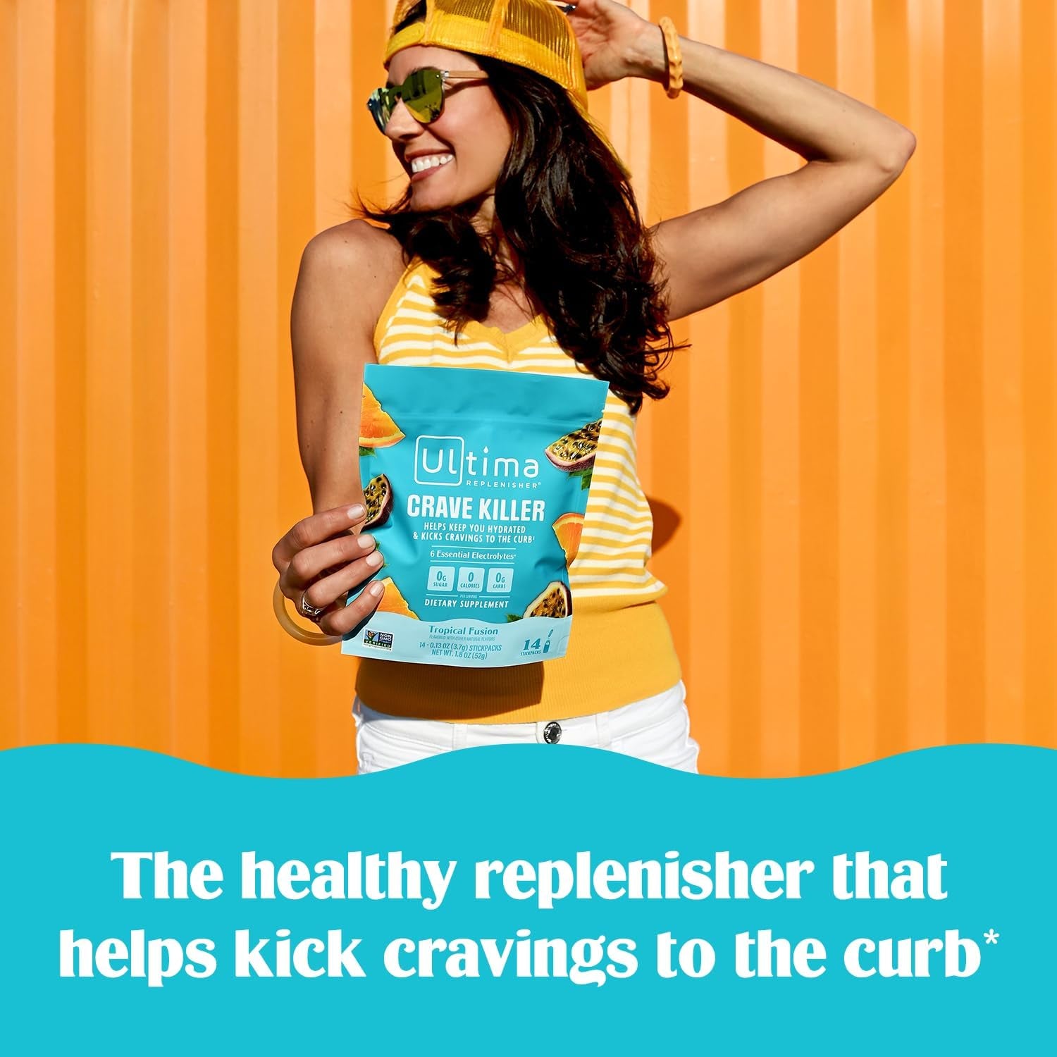 Crave Killer Supplement and Electrolytes Powder – Tropical Fusion, 14 Stickpacks – Hydration Packets That Kick Cravings to the Curb